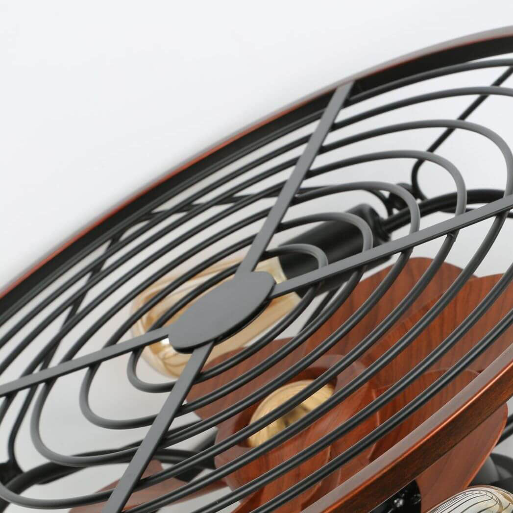 Nordic Wrought Iron 4-Light Flush Mount Ceiling Fan Light