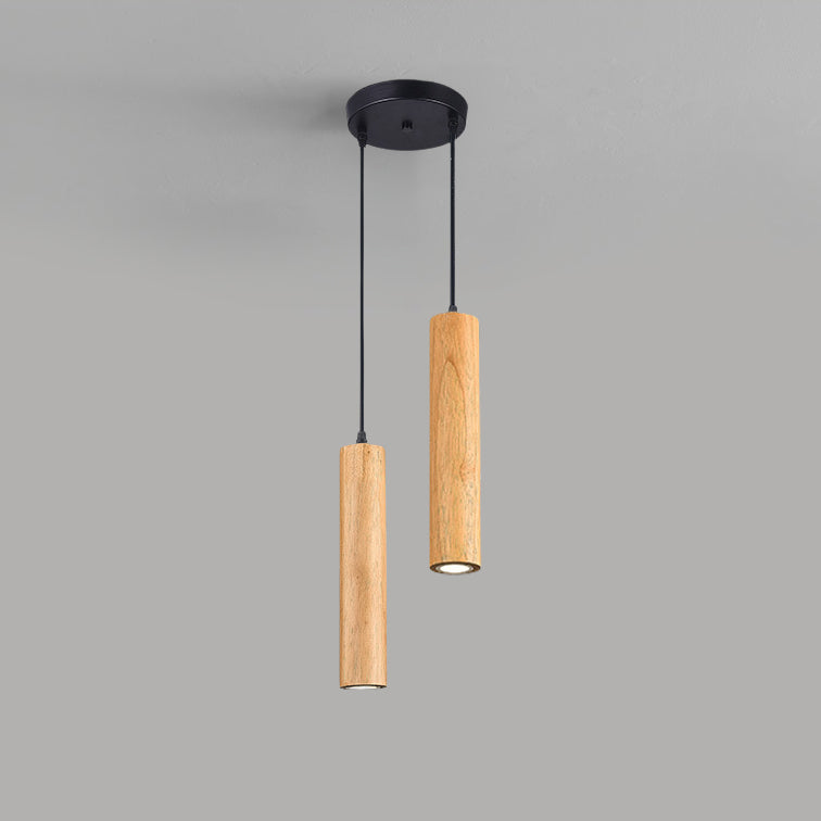 Modern Minimalist Oak Wood Pendant Light for Living Room & Bedroom