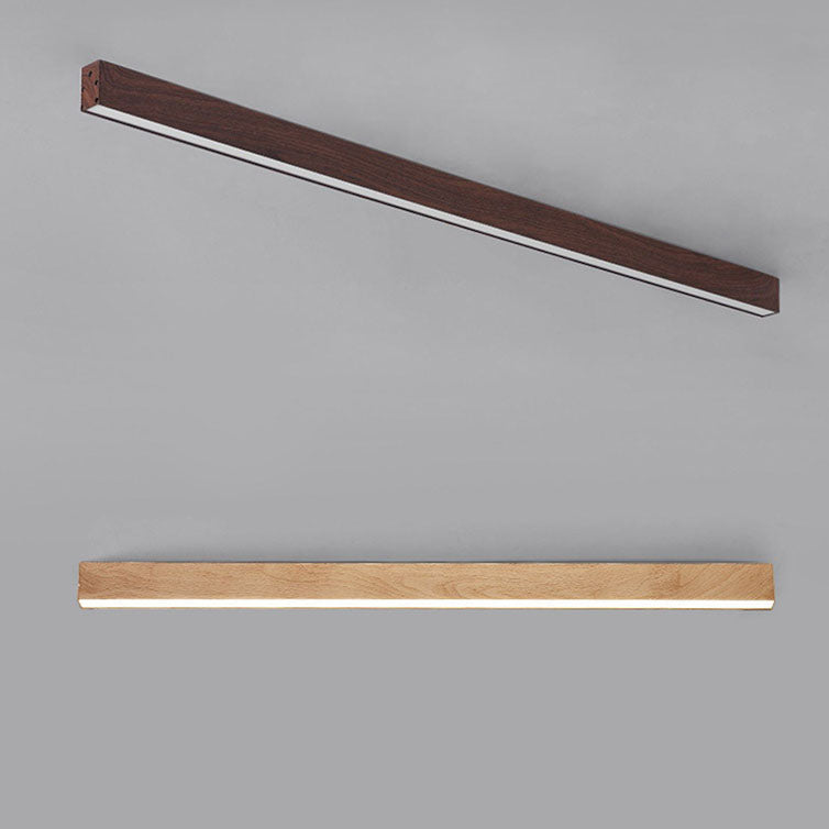 Modern Minimalist LED Flush Mount Ceiling Light - Wood Grain Aluminum Strips Design