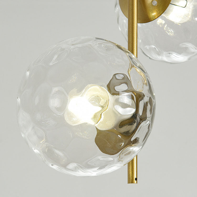 Modern Minimalist Iron Glass Round Ball Branch Chandelier 2-Light Living Room