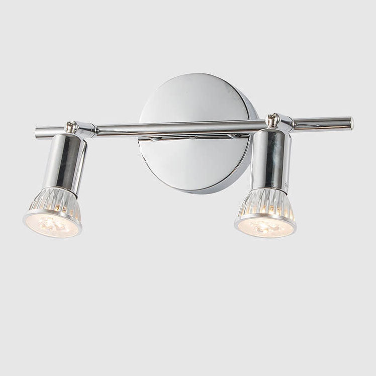 Modern Chrome 2-Light Vanity Wall Sconce - Elegant Metal Mirror Lamp