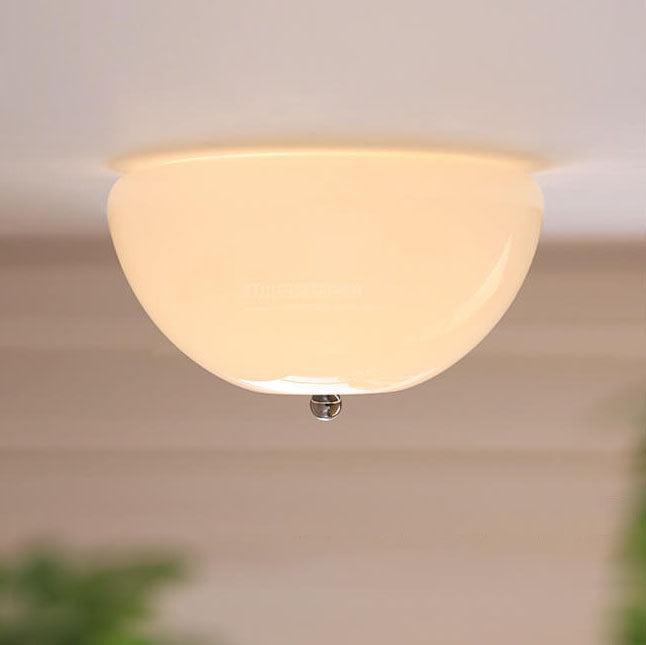 Nordic Minimalist 4-Light Iron Round Glass Shade Flush Mount Ceiling Light