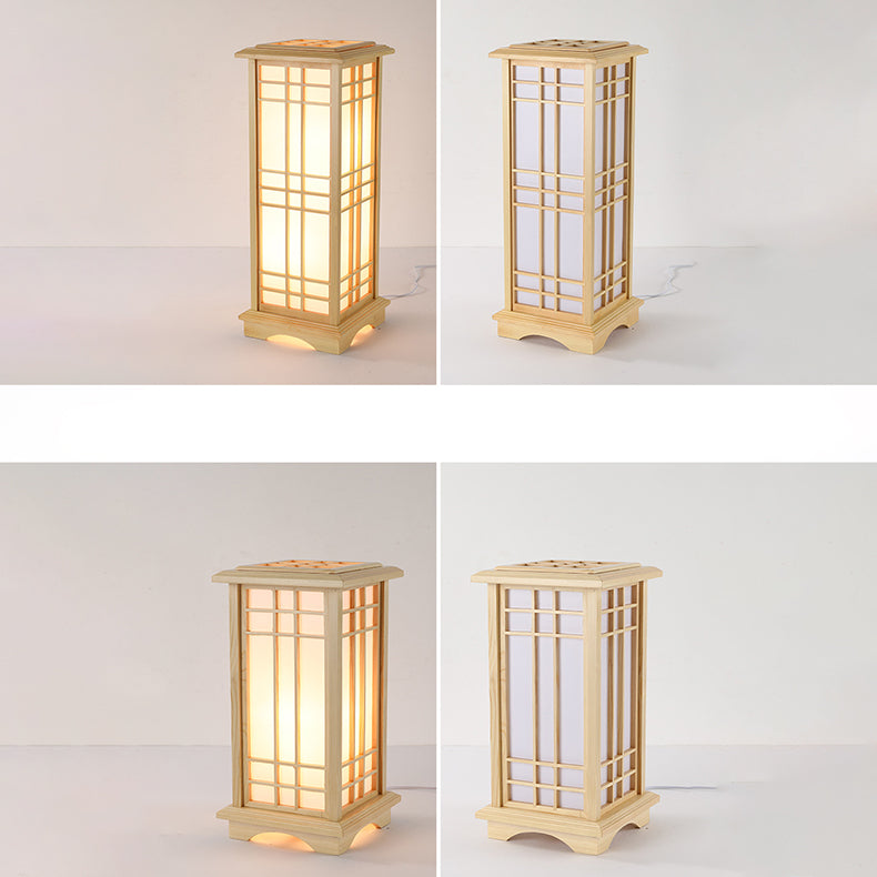 Traditional Japanese Wood Acrylic Floor Lamp - 1/2/3 Light Design for Bedroom