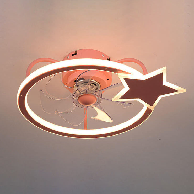 Child-Friendly Star Dolphin LED Ceiling Fan Light - Quiet Flush Mount Design