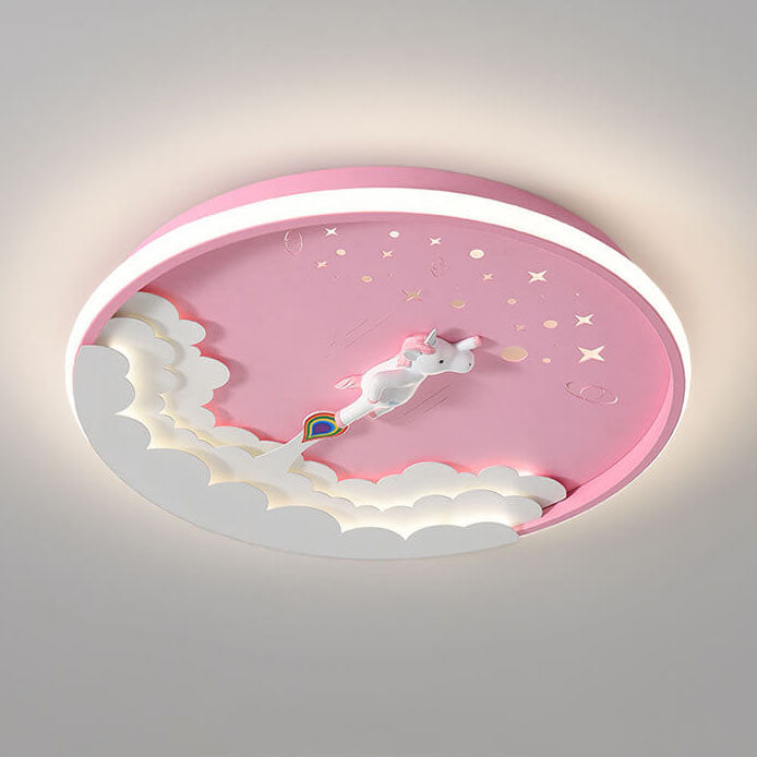Modern Creative Cartoon Rocket Round LED Kids Flush Mount Ceiling Light - Kids Room Lighting, Cartoon Rocket Design, Flush Mount Ceiling Fixture, Energy-Efficient LED, Nursery Ceiling Light, Playroom Decor, Fun and Whimsical Lighting, Space Theme Room, Ch