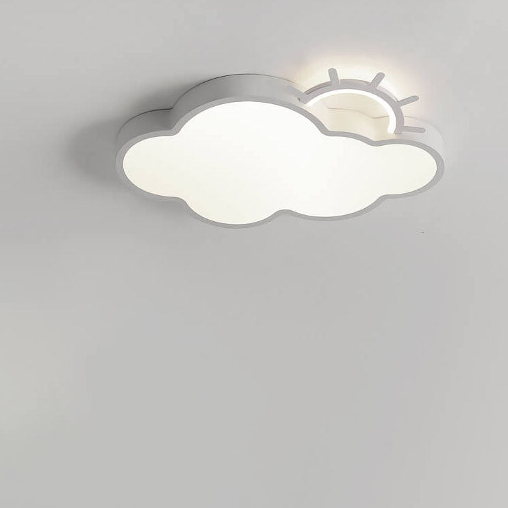 Contemporary Nordic Cloudy Sun Acrylic Iron LED Kids Flush Mount Ceiling Light for Living Room Bedroom Modern Design Energy-Efficient Lighting Fixture Unique Decorative Ceiling Lamp Stylish Playroom Illumination Cute Bedroom Lighting Solution Kids Room De