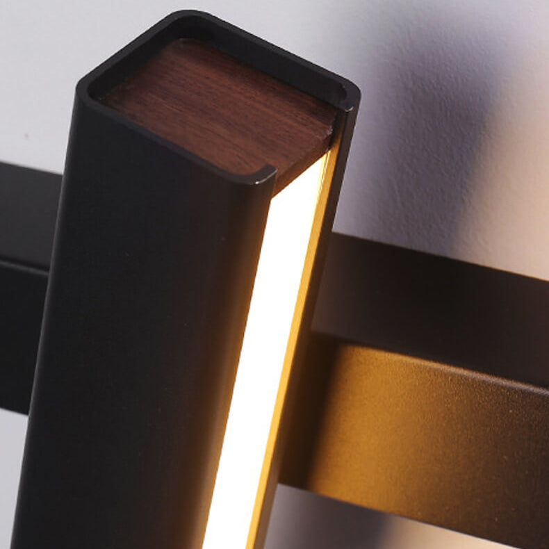 Modern Minimalist LED Wall Sconce - Rectangular Aluminum & Wood Design