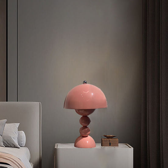 Contemporary Nordic Metal Mushroom Round Pod 1-Light Table Lamp for Bedroom Stylish Modern Lighting Fixture Nightstand Illuminated Decor Home Office Ambient Light Scandinavian Design Unique Table Lamp