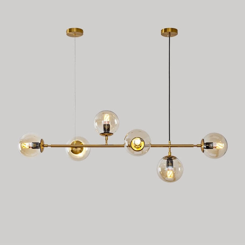 Nordic Minimalist Colorful Glass Orb 6-Light Island Chandelier
