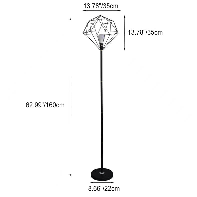 Contemporary Iron Hollow Diamond 1-Light Floor Lamp for Study