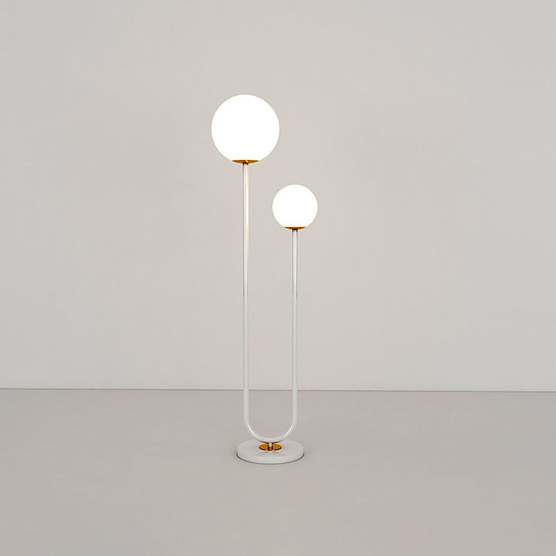 Modern Minimalist 2-Light Round Ball Iron Glass Floor Lamp for Bedroom