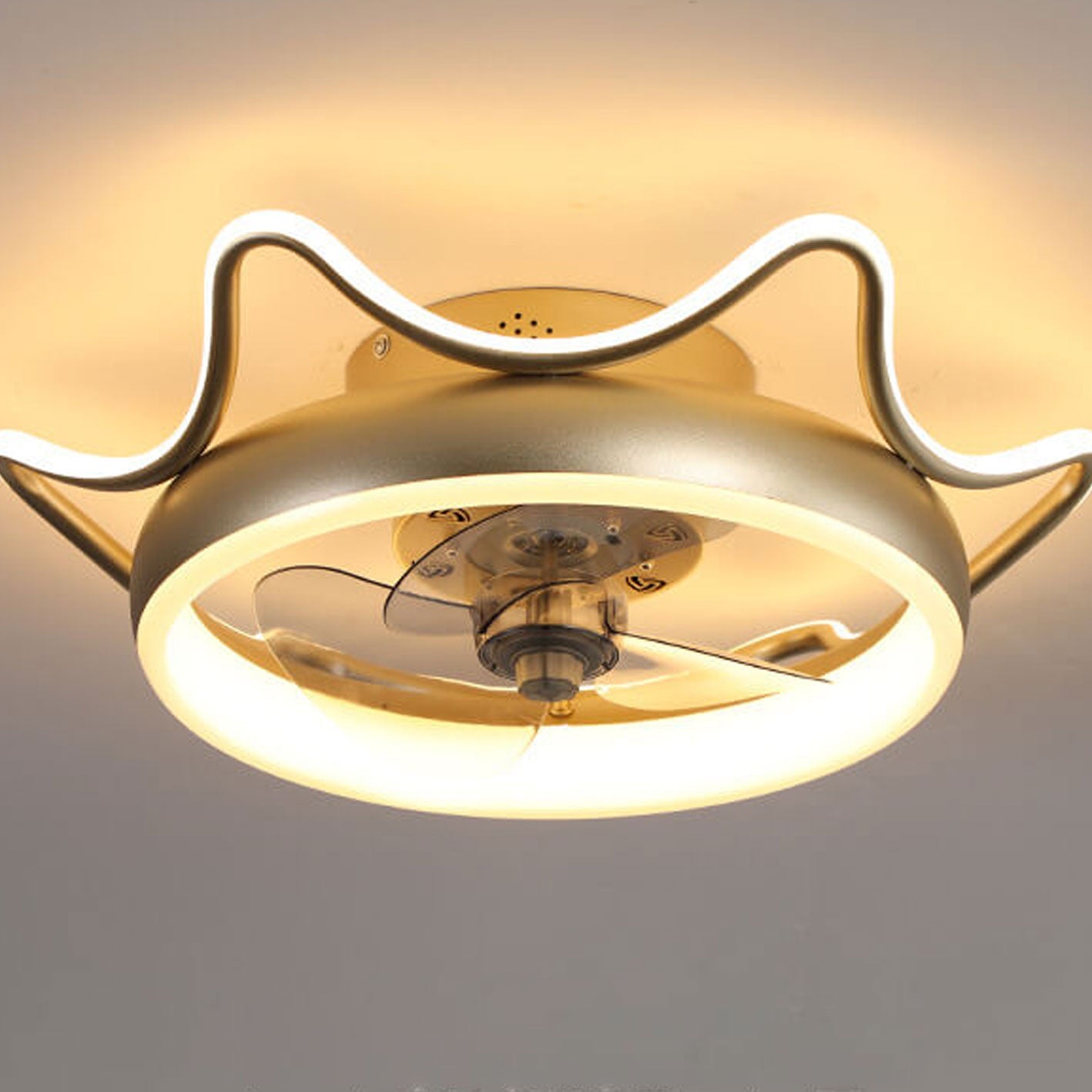 Nordic Light Luxury Round Wrought Iron LED Ceiling Fan Light