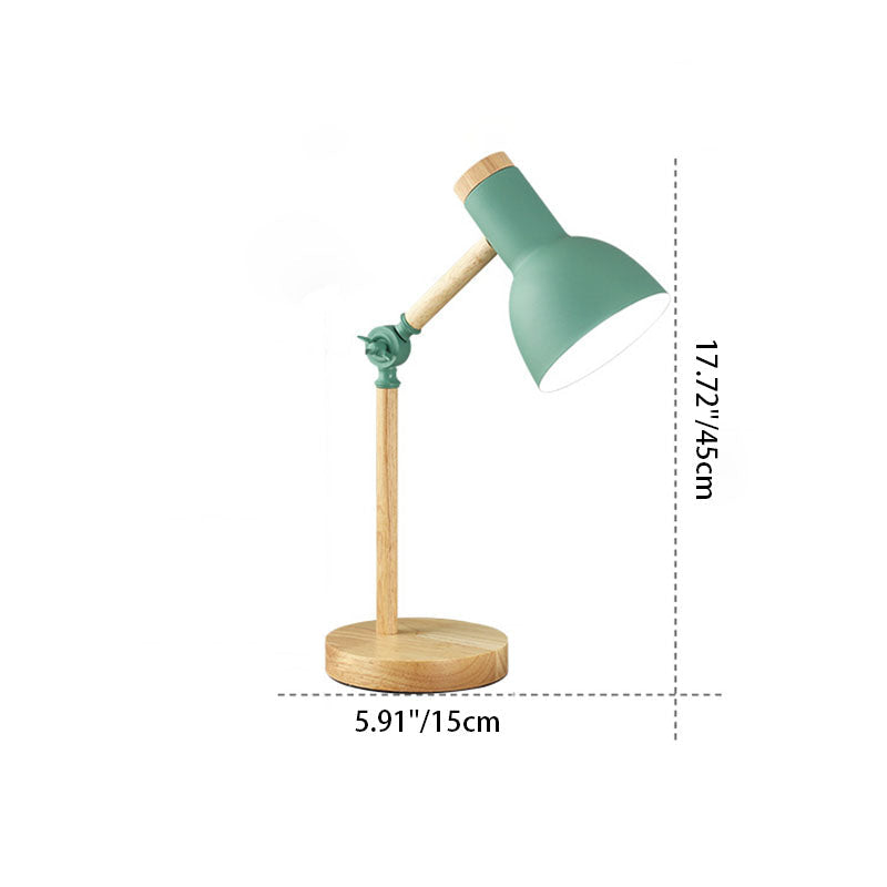 Contemporary Nordic Iron Semi-Circular Shade Table Lamp with Wooden Base - 1-Light for Study