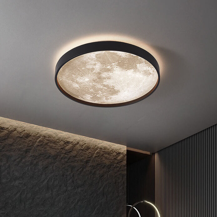 Modern Minimalist Moon LED Flush Mount Ceiling Light for Living Room