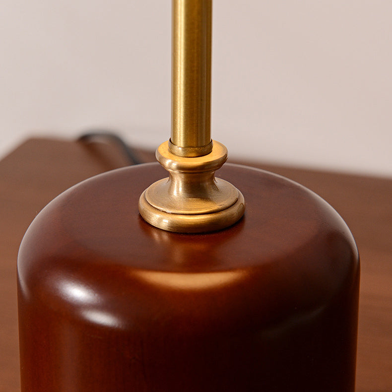 Contemporary Retro Brass Glass LED Round Cylinder Table Lamp for Bedside