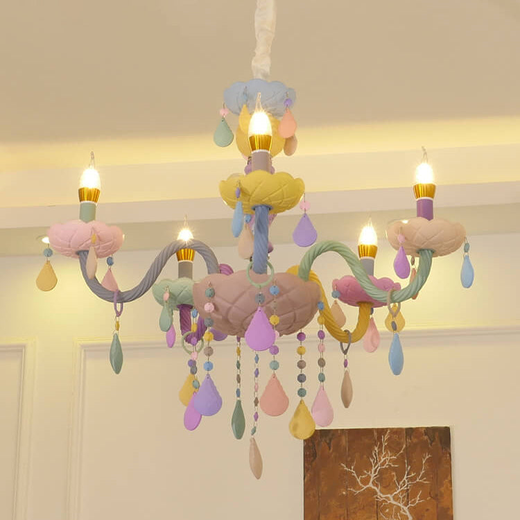 Modern Princess Macaroon Crystal Chandelier - 5/6/8/10/12/15 Light Options, Elegant Candelabra Design, Kids Room Decor, Stunning Glass Accents