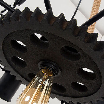 Contemporary Industrial Retro Wrought Iron Hemp Rope Chandelier - 7/9/11 Lights for Living Room