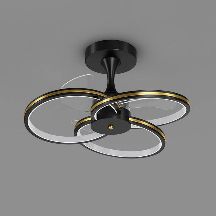Luxury Acrylic Three Rings LED Flush Mount Fan Light Design
