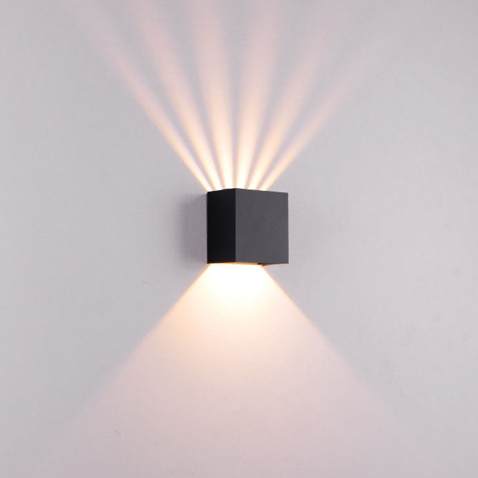 Modern Solid Color Aluminum LED Outdoor Wall Sconce - Waterproof Square Lamp
