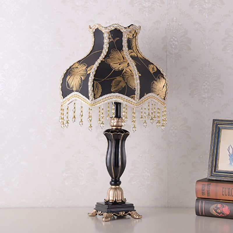 Traditional European Court Table Lamp - 1-Light Resin Fabric for Bedroom Décor