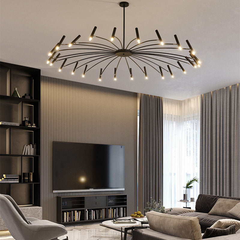 Contemporary Scandinavian Round Radioactive Iron Aluminum Chandelier 12/24 Light for Living Room