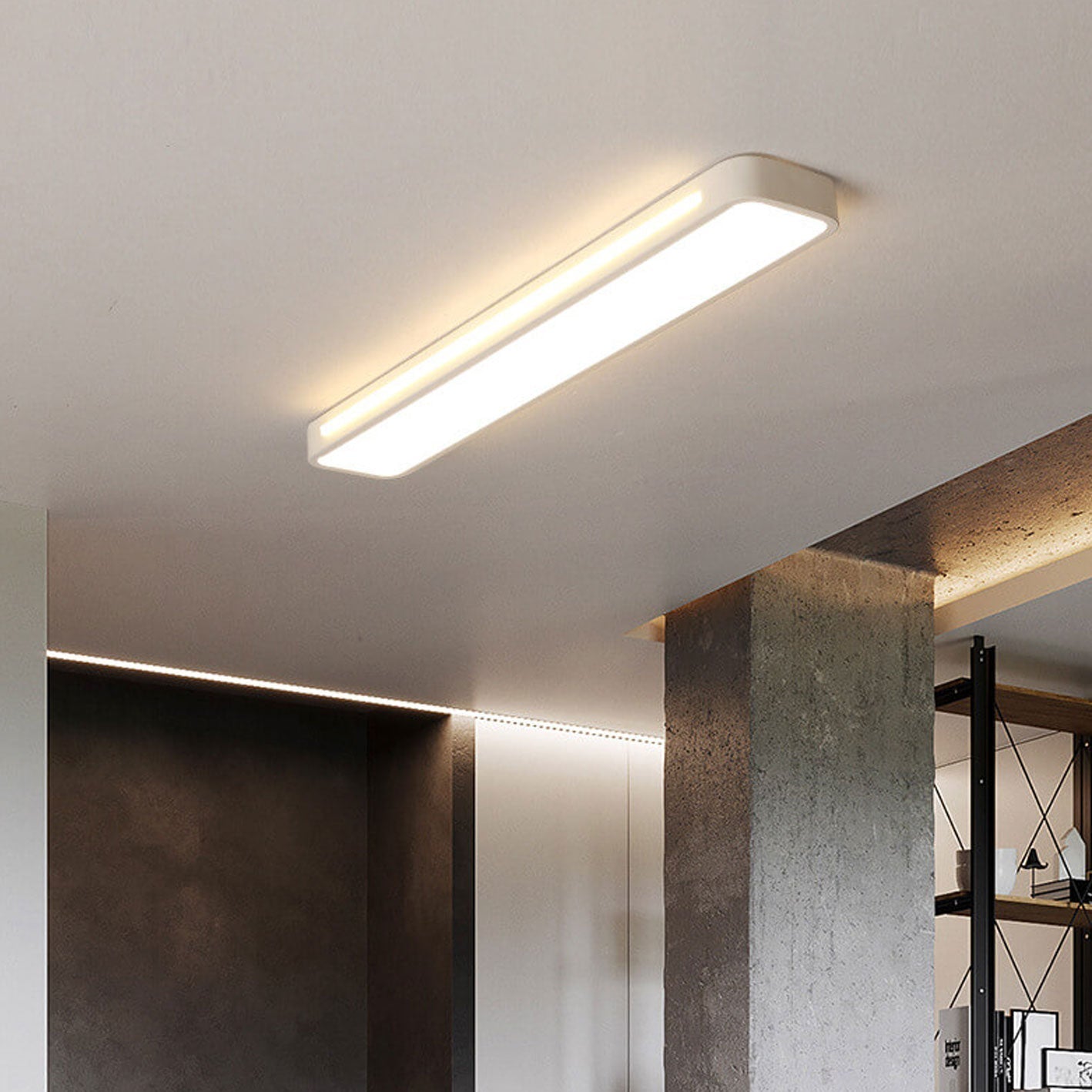 Nordic Minimalist Long LED Flush Mount Ceiling Light - Modern Design, Energy Efficient, Sleek Illumination