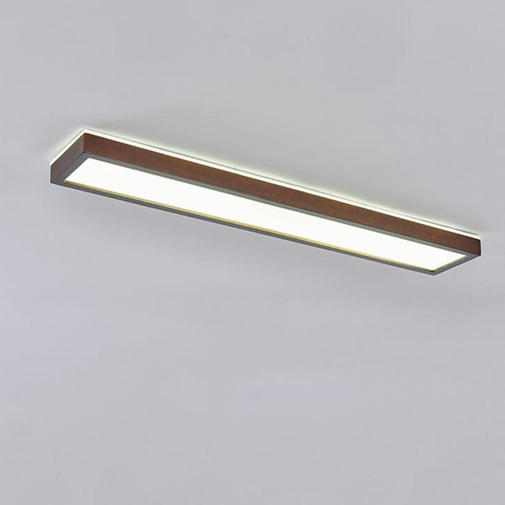 Japanese Minimalist Walnut LED Flush Mount Ceiling Light
