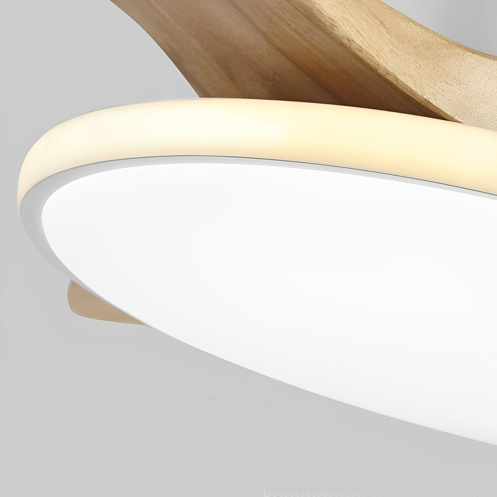 Wood Mute Dimmable LED Nordic Ceiling Fan Light with Remote Control