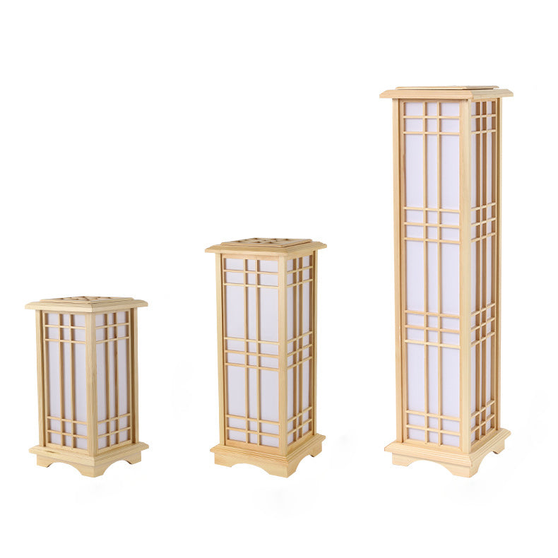 Traditional Japanese Wood Acrylic Floor Lamp - 1/2/3 Light Design for Bedroom