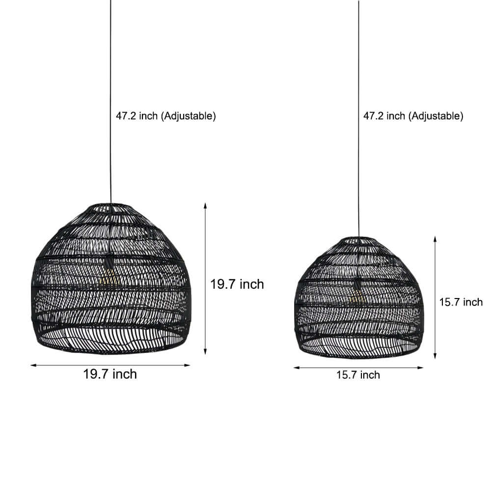 15.7"/19.7" Rattan Woven Dome Pendant Light - Bohemian Ceiling Fixture