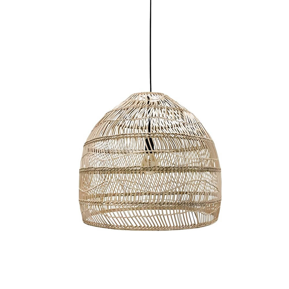15.7"/19.7" Rattan Woven Dome Pendant Light - Bohemian Ceiling Fixture