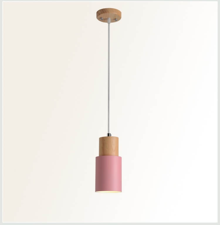 Nordic Macaron LED Pendant Light - Aluminum Cylinder Design, Modern Single Light Fixture