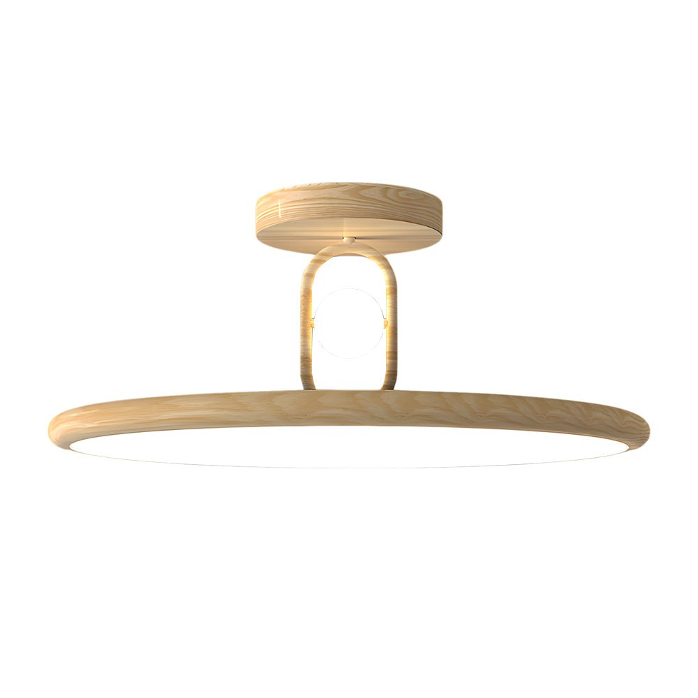 Wood Grain Round Semi Flush Mount Ceiling Light 15.7x19.7 in | Rustic Ceiling Fixture | Modern Home Lighting | Energy-Saving LED Design