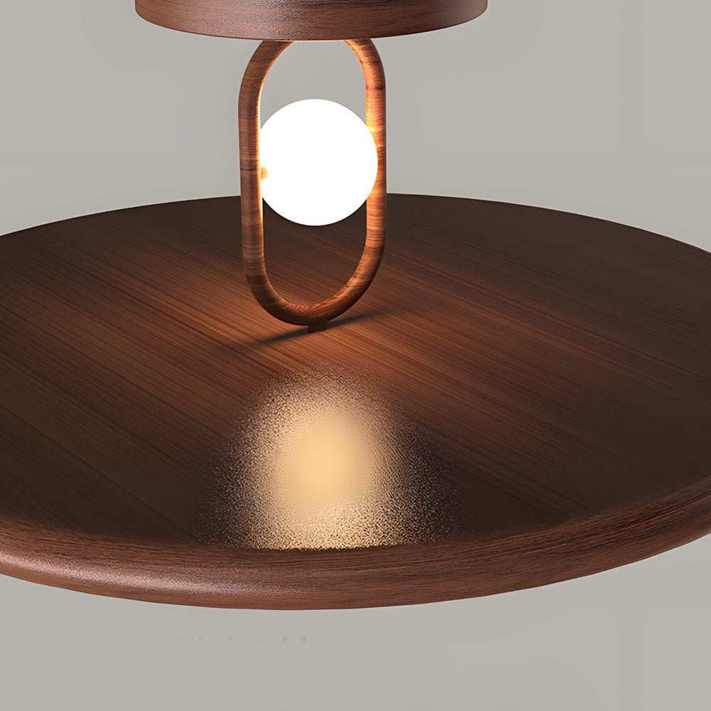 Wood Grain Round Semi Flush Mount Ceiling Light 15.7x19.7 in | Rustic Ceiling Fixture | Modern Home Lighting | Energy-Saving LED Design