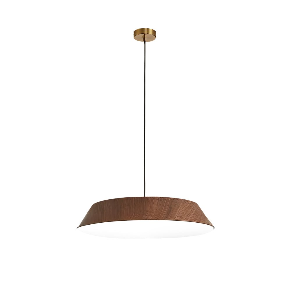 15.74-Inch Round Japanese Style LED Pendant Light – Modern Wood Fixture for Home Decor