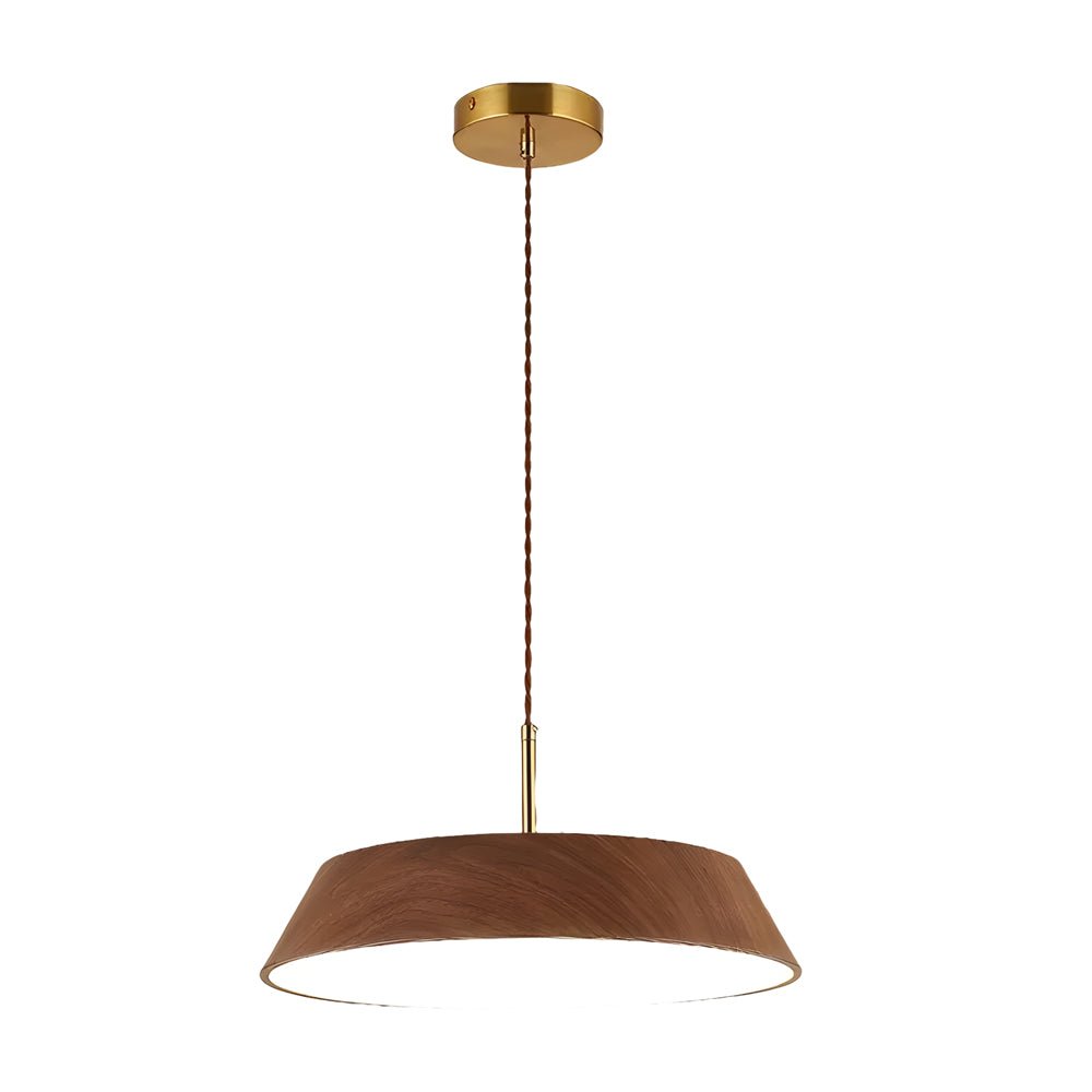 15.74-Inch Round Japanese Style LED Pendant Light – Modern Wood Fixture for Home Decor