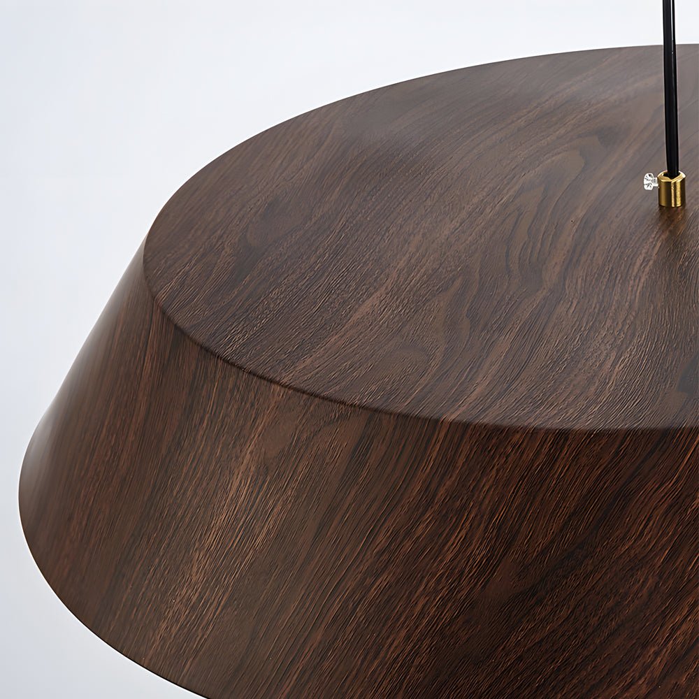 15.74-Inch Round Japanese Style LED Pendant Light – Modern Wood Fixture for Home Decor