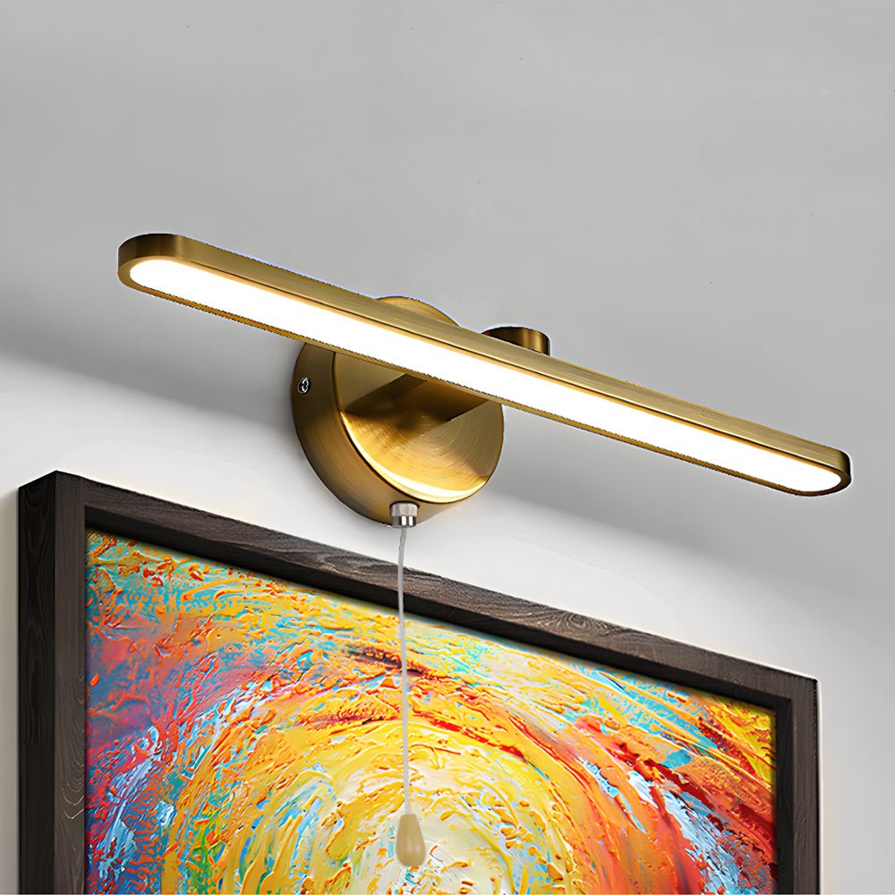 15.74'' Modern LED Linear Vanity Lights with Pull Rope Switch - Bathroom Lighting Fixture in Black and Bronze Finish, Stylish Wall Lighting for Bathrooms, Energy Efficient LED, Contemporary Design, Easy Installation, Bright Illumination, Elegant Home Deco