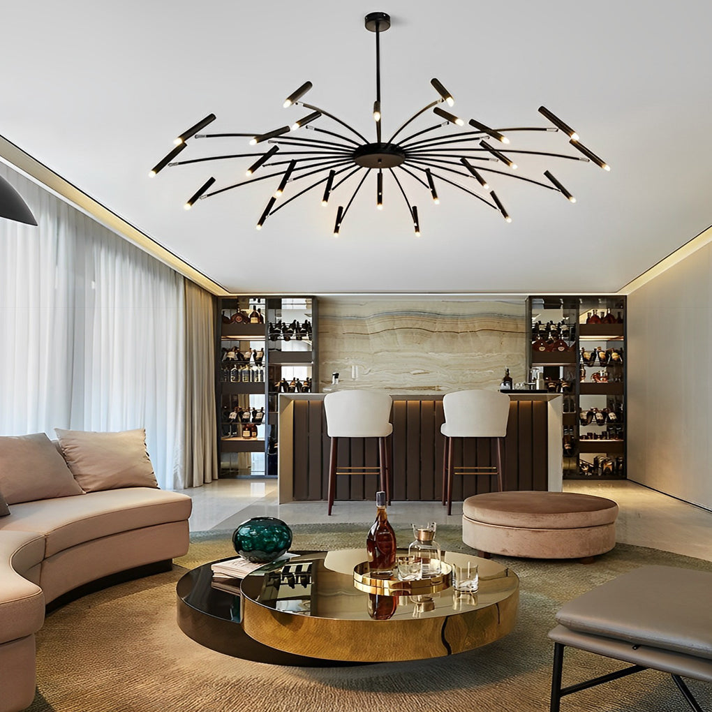 Adjustable Metal DIY Three-Step Dimming LED Chandelier - Modern Minimalist Lighting