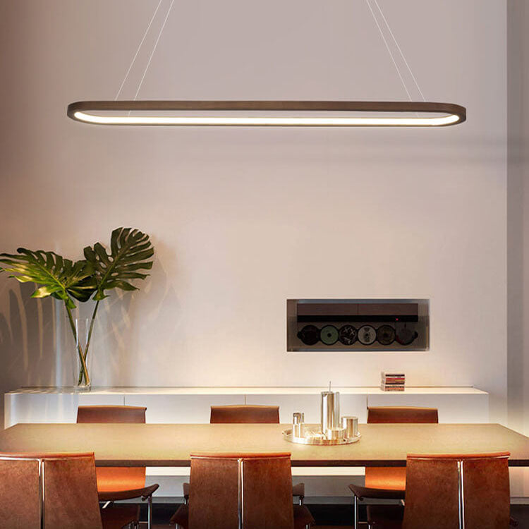 Modern Chinese Solid Wood Round Ring LED Chandelier Island Light