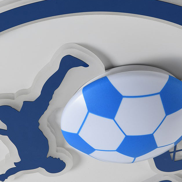Contemporary Creative Kids Round Basketball Football Iron Acrylic LED Flush Mount Ceiling Light for Bedroom Playroom Sports Decor Kids Lighting Fixture Top Rated Children’s Room Ceiling Lamp