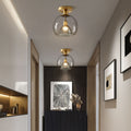 Contemporary Scandinavian Copper Glass Semi-Flush Mount Light for Living Room