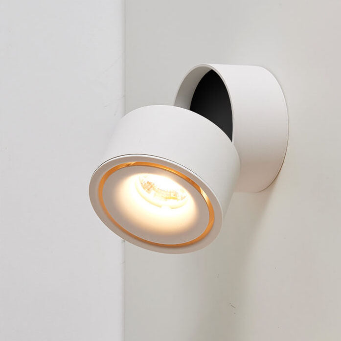 Modern Minimalist Round Aluminium Rotatable Folding LED Wall Sconce for Living Room & Bedroom