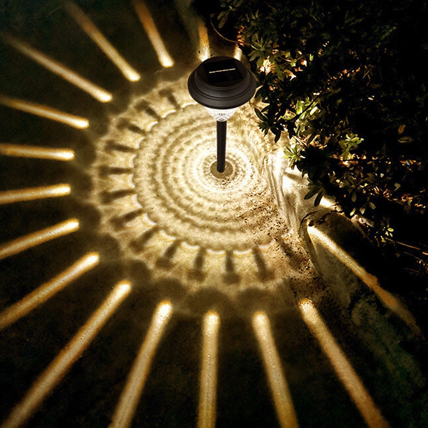 Solar Waterproof Circular Divergent LED Garden Light - Outdoor Decorative Lighting