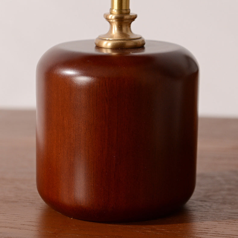 Contemporary Retro Brass Glass LED Round Cylinder Table Lamp for Bedside