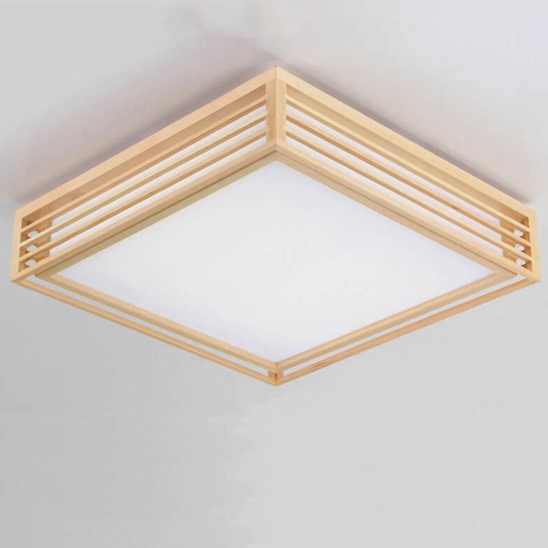 Nordic Solid Wood Square LED Tatami Ceiling Light