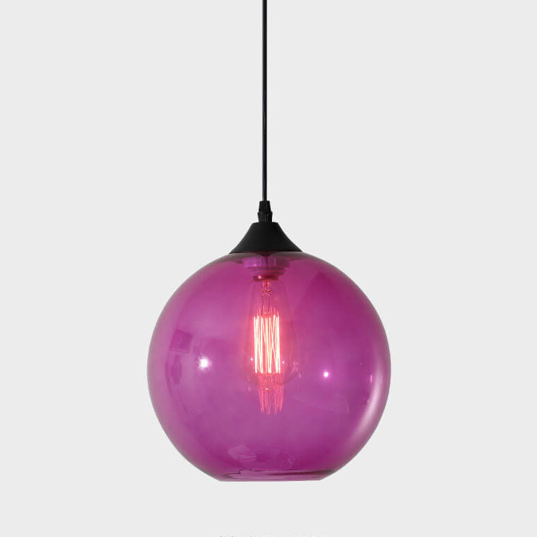 Modern Minimalist Stained Glass Iron 1-Light Pendant for Living Room