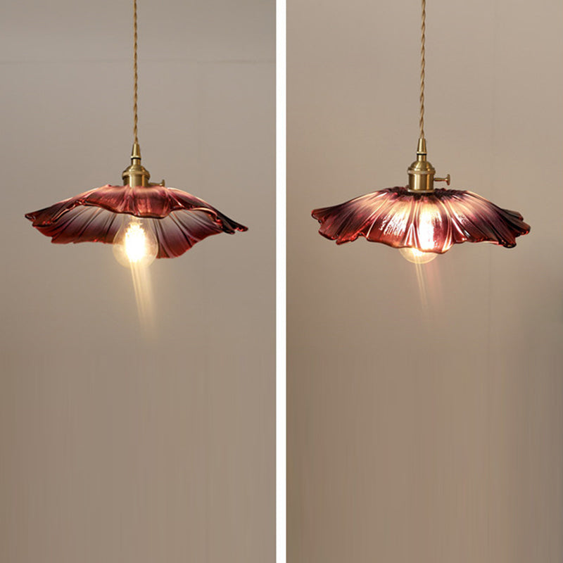 Vintage Lotus Leaf Brass Pendant Light - 1-Light Fixture for Living Room