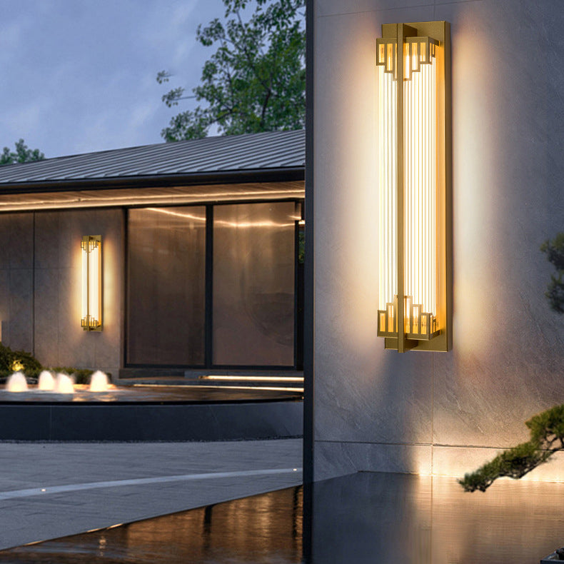 Traditional Chinese Waterproof Stainless Steel LED Wall Sconce for Outdoor Patio