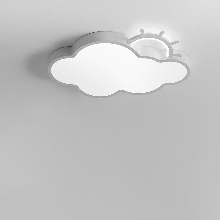 Contemporary Nordic Cloudy Sun Acrylic Iron LED Kids Flush Mount Ceiling Light for Living Room Bedroom Modern Design Energy-Efficient Lighting Fixture Unique Decorative Ceiling Lamp Stylish Playroom Illumination Cute Bedroom Lighting Solution Kids Room De